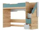 Кровать-чердак RICH КР-001 - Дуб Крафт золотой / Пастельный зеленый / Сумеречно голубой (МК Стиль)